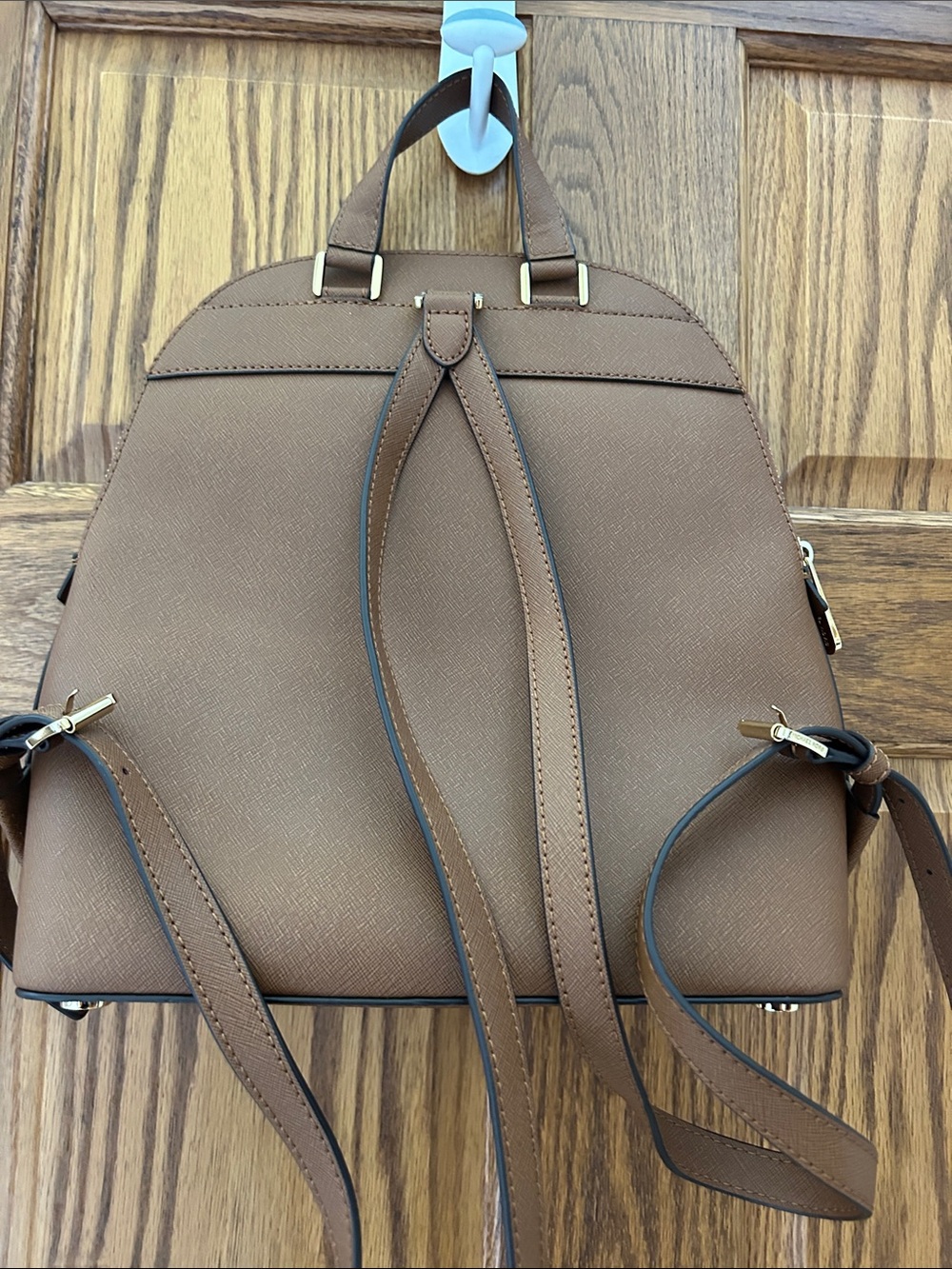 NWOT Michael Kors Brown Saffiano Backpack with Gold Logo image 2